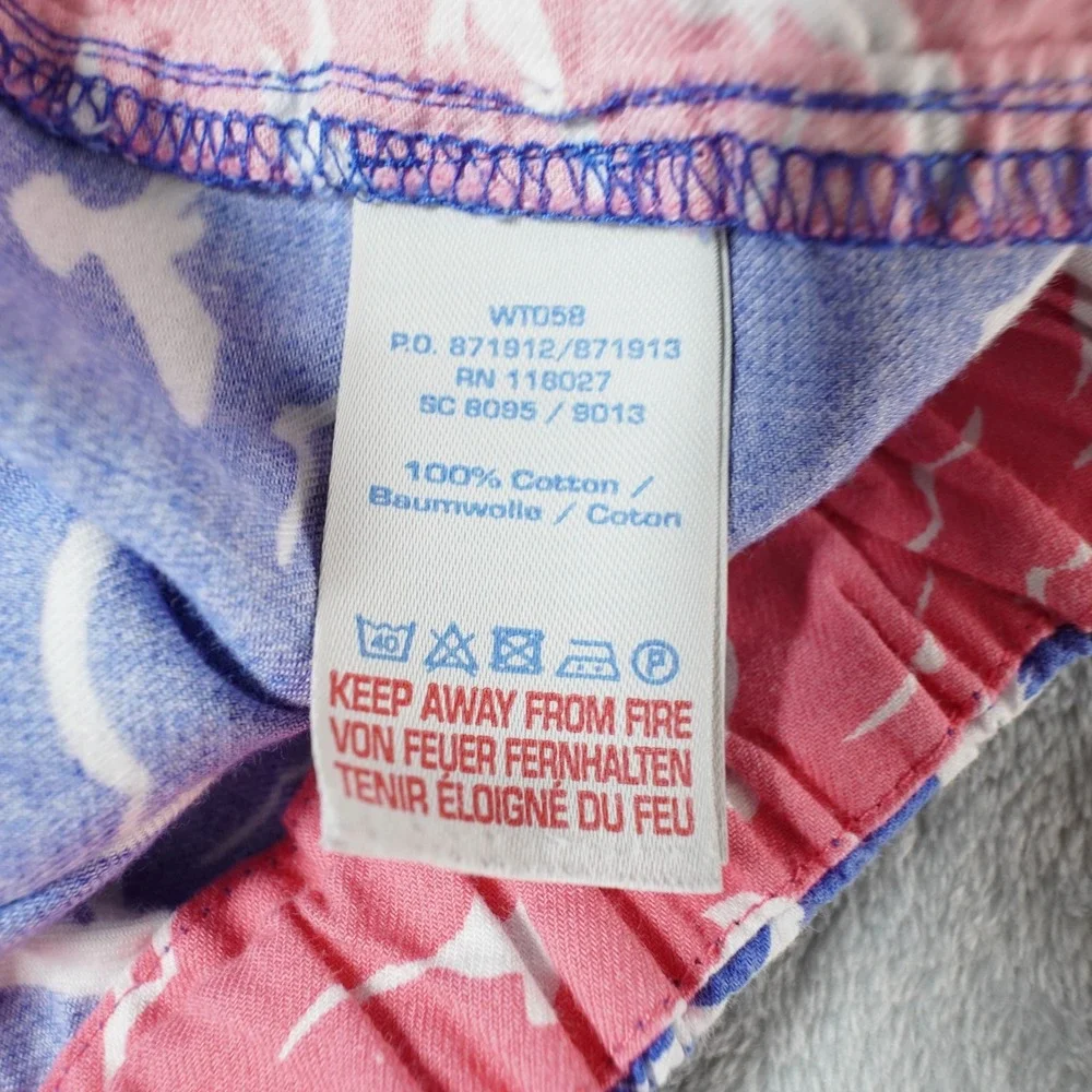Boden Cotton Pajama Pants Womens 16 Blue Seagull Velvet Drawstring Comfy Pockets